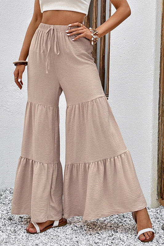 Drawstring Waist Tiered Flare Culottes Print on any thing USA/STOD clothes