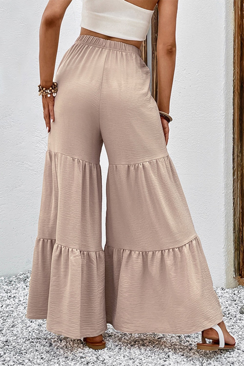 Drawstring Waist Tiered Flare Culottes Print on any thing USA/STOD clothes