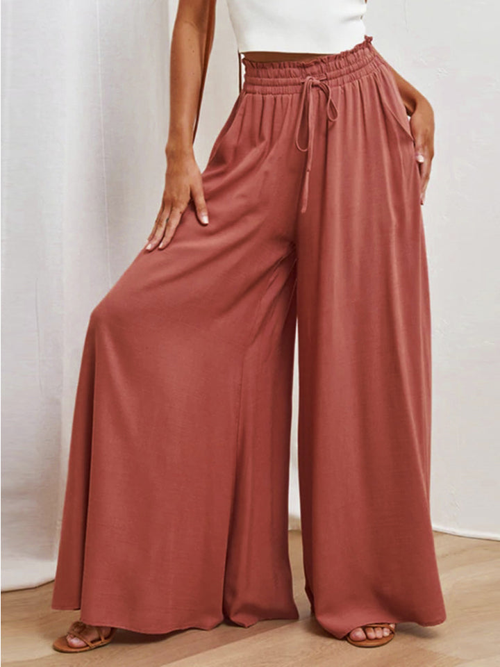 Drawstring Waist Wide Leg Pants Print on any thing USA/STOD clothes