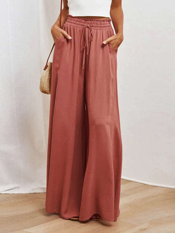 Drawstring Waist Wide Leg Pants Print on any thing USA/STOD clothes