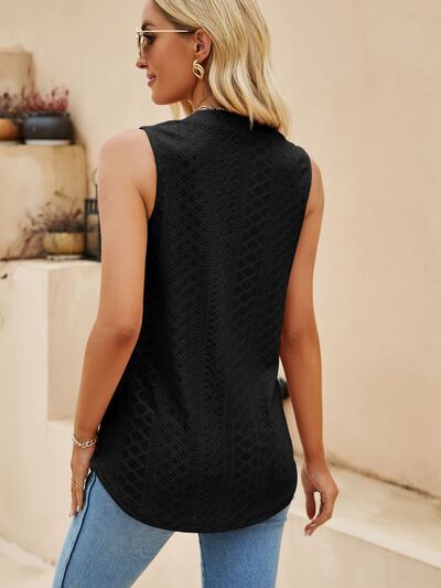 Eyelet Notched Tank Print on any thing USA/STOD clothes