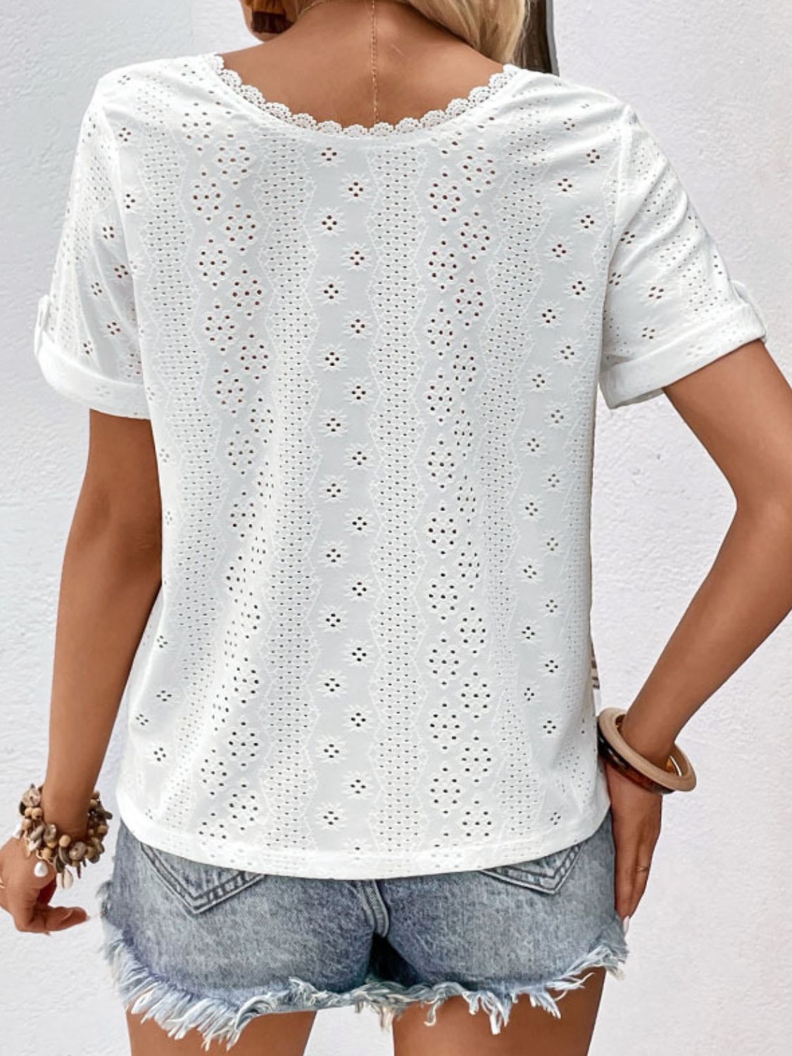 Eyelet Short Sleeve Double-Sided Shirt Print on any thing USA/STOD clothes