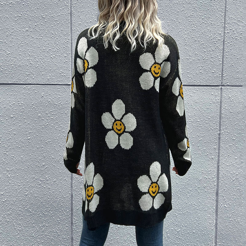 Floral Button Down Longline Cardigan Print on any thing USA/STOD clothes