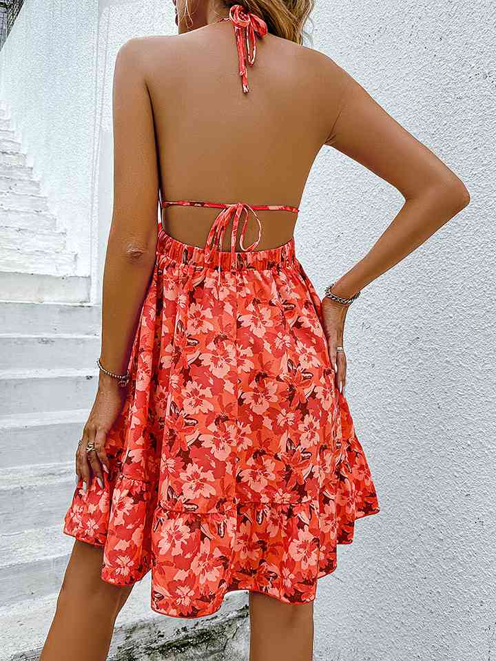 Floral Halter Neck Backless Dress Print on any thing USA/STOD clothes