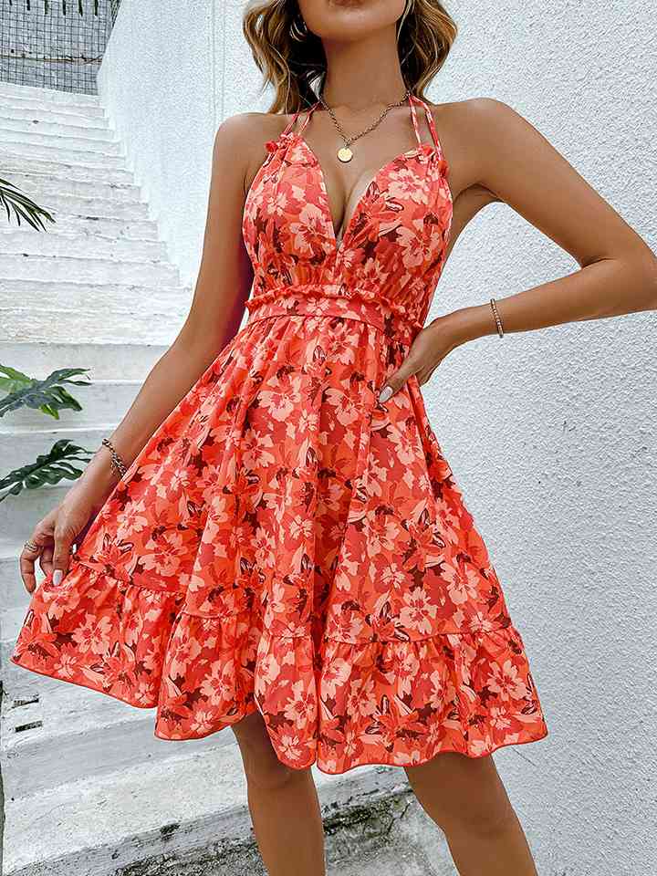 Floral Halter Neck Backless Dress Print on any thing USA/STOD clothes