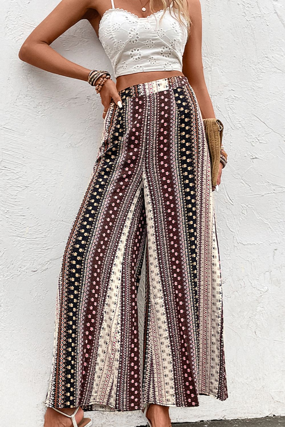 Floral High Waist Wide Leg Pants Print on any thing USA/STOD clothes