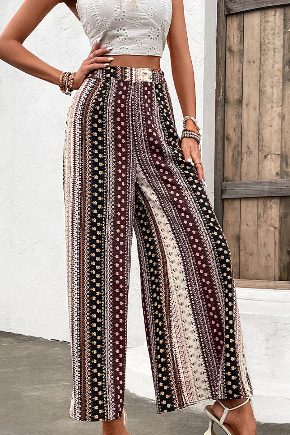 Floral High Waist Wide Leg Pants Print on any thing USA/STOD clothes