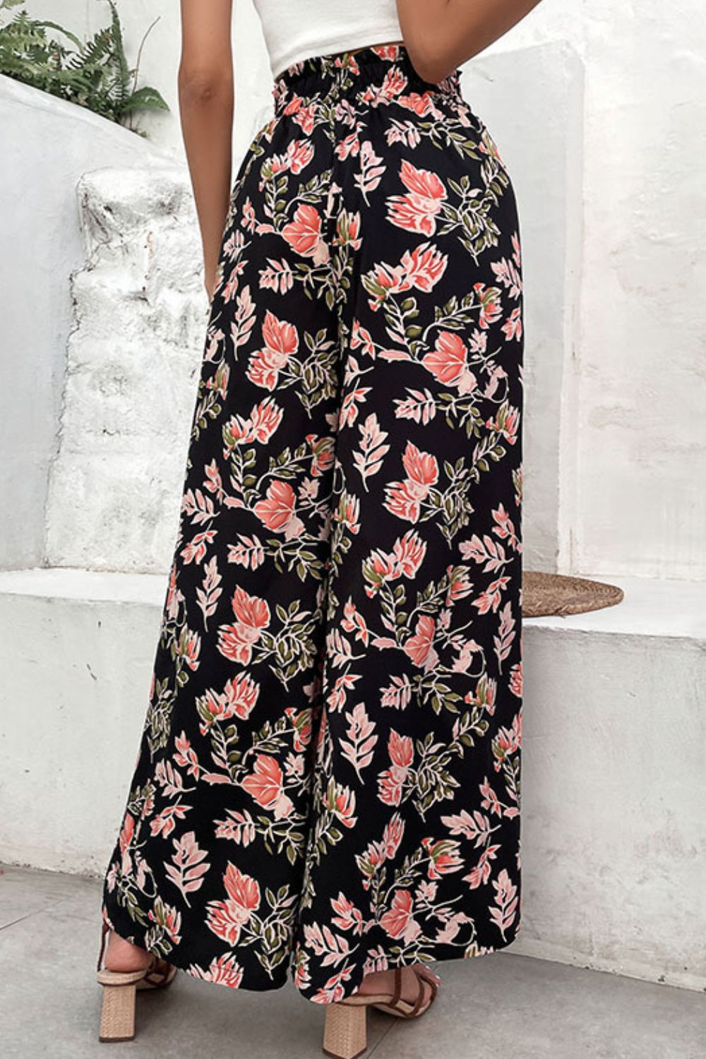 Floral Pull-On Wide Leg Pants Print on any thing USA/STOD clothes
