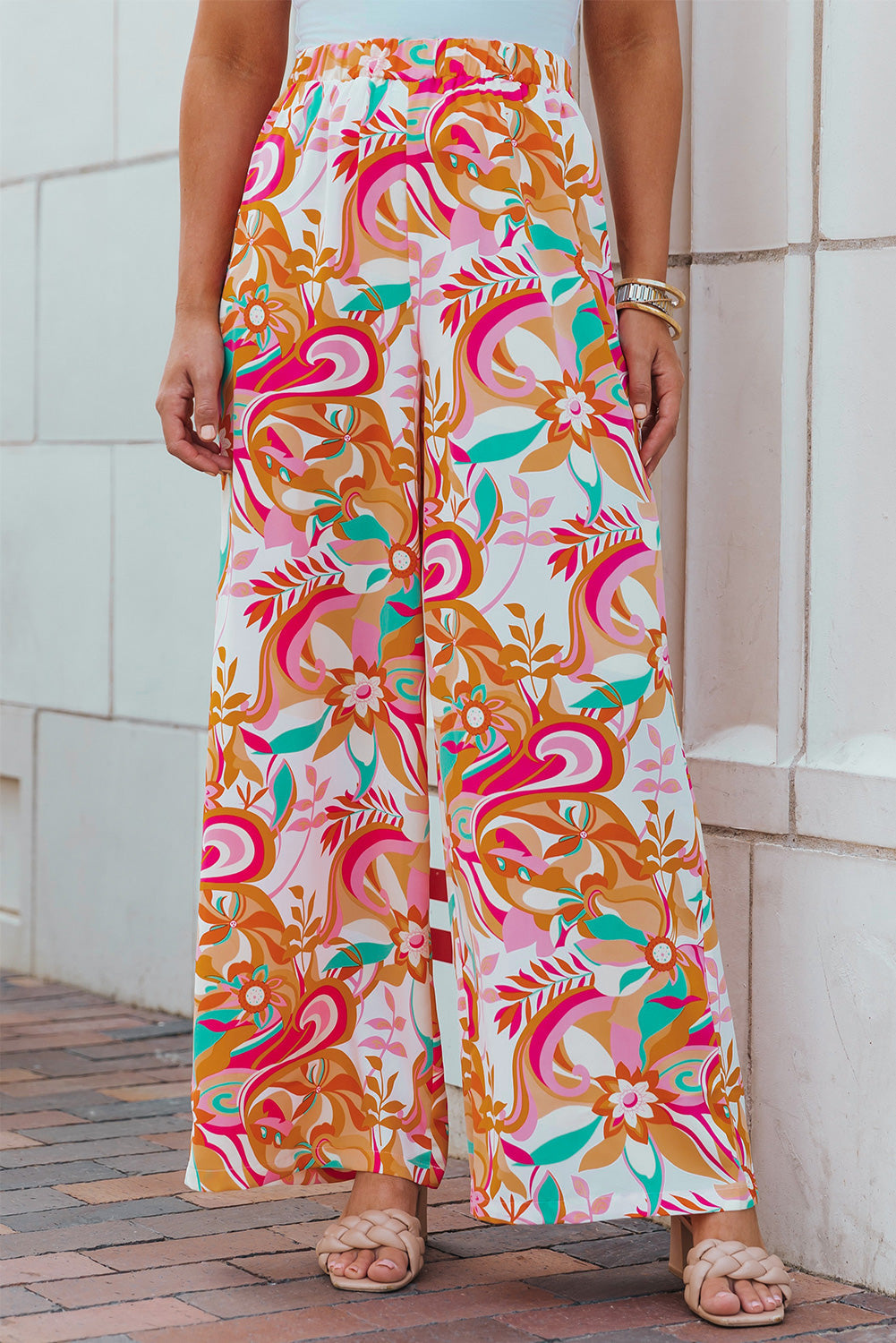 Floral Wide Leg Pants Print on any thing USA/STOD clothes