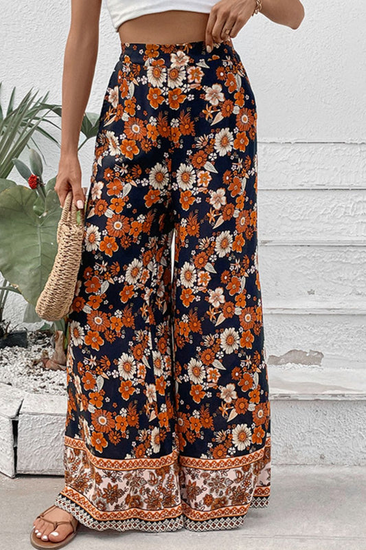 Floral Wide Leg Pants with Pockets Print on any thing USA/STOD clothes