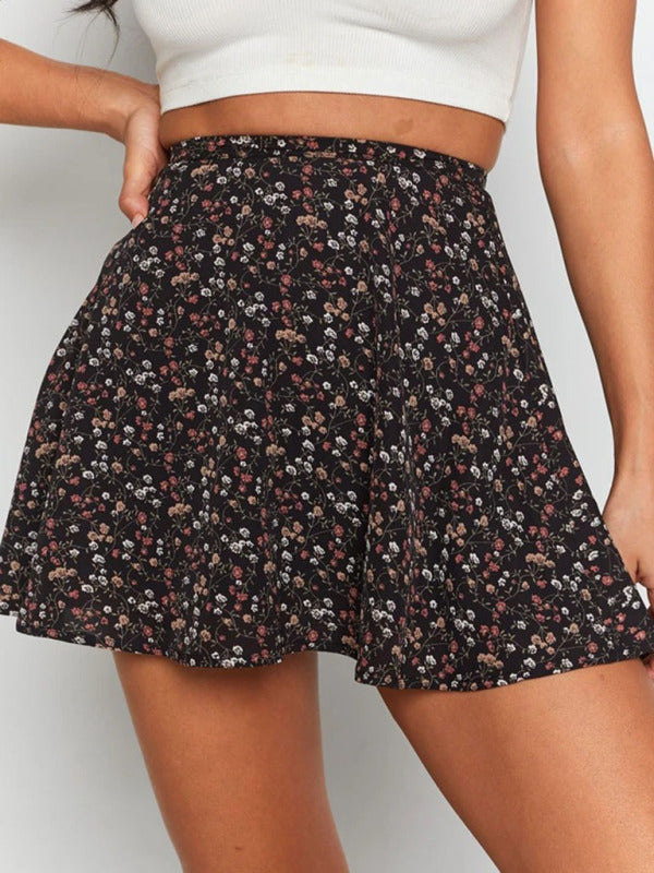 Floral skirt high waist umbrella skirt invisible zipper chiffon printed skirt for women Print on any thing USA/STOD clothes
