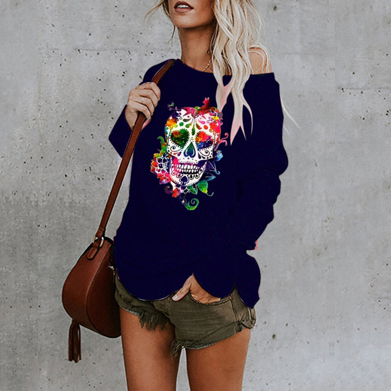 Casual personality skull long-sleeved top