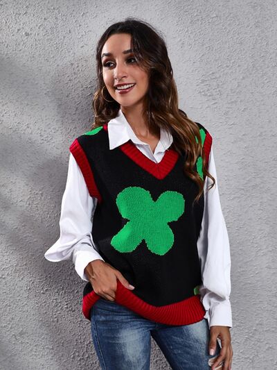 Four Leaf Clover V-Neck Sweater Vest Print on any thing USA/STOD clothes
