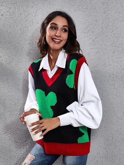 Four Leaf Clover V-Neck Sweater Vest Print on any thing USA/STOD clothes