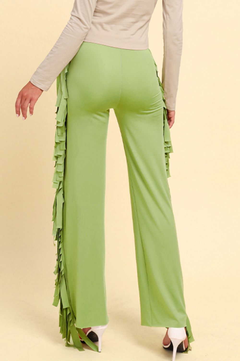 Fringe Trim Wide Leg Pants Print on any thing USA/STOD clothes