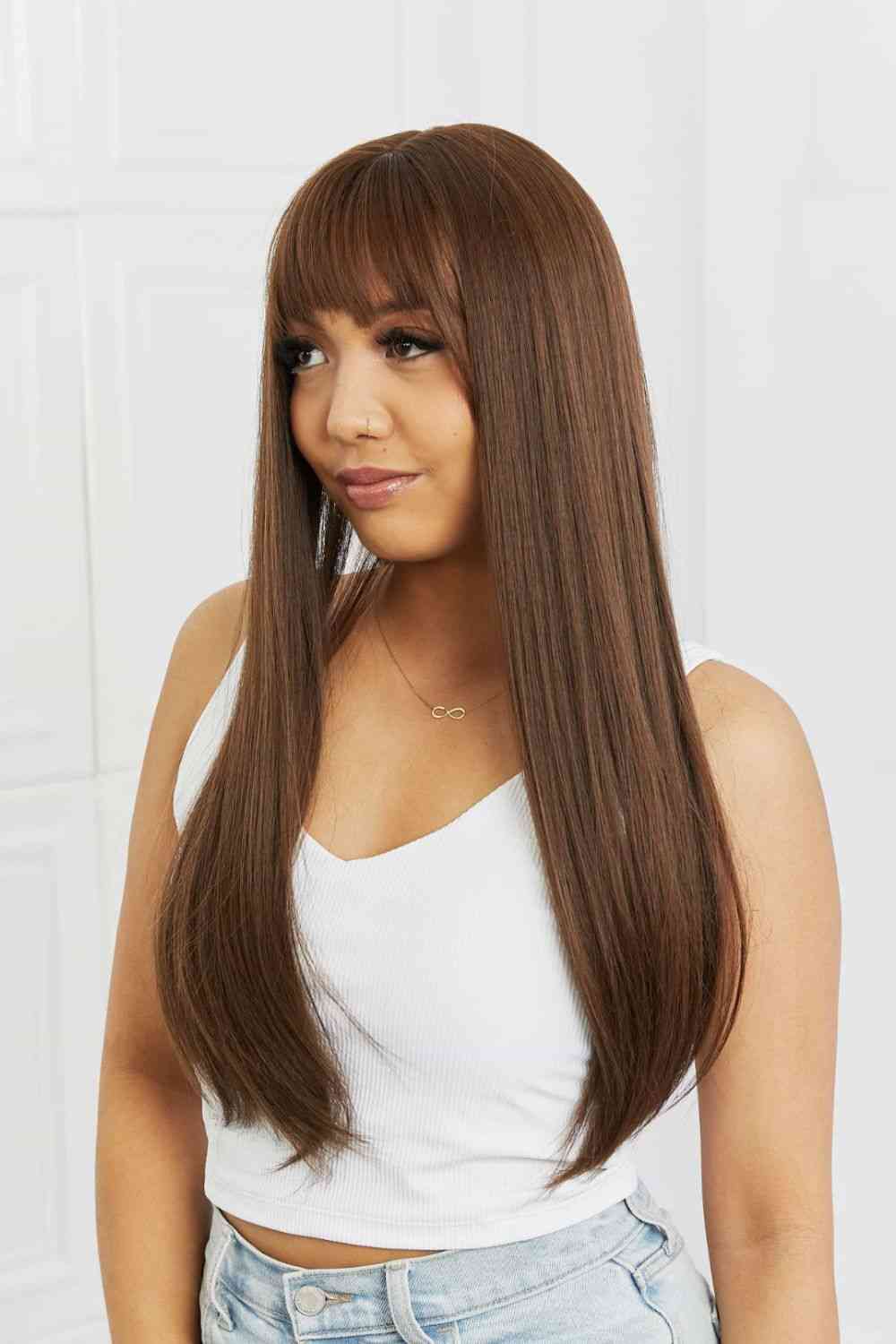 Full Machine Long Straight Synthetic Wigs 26'' Print on any thing USA/STOD clothes