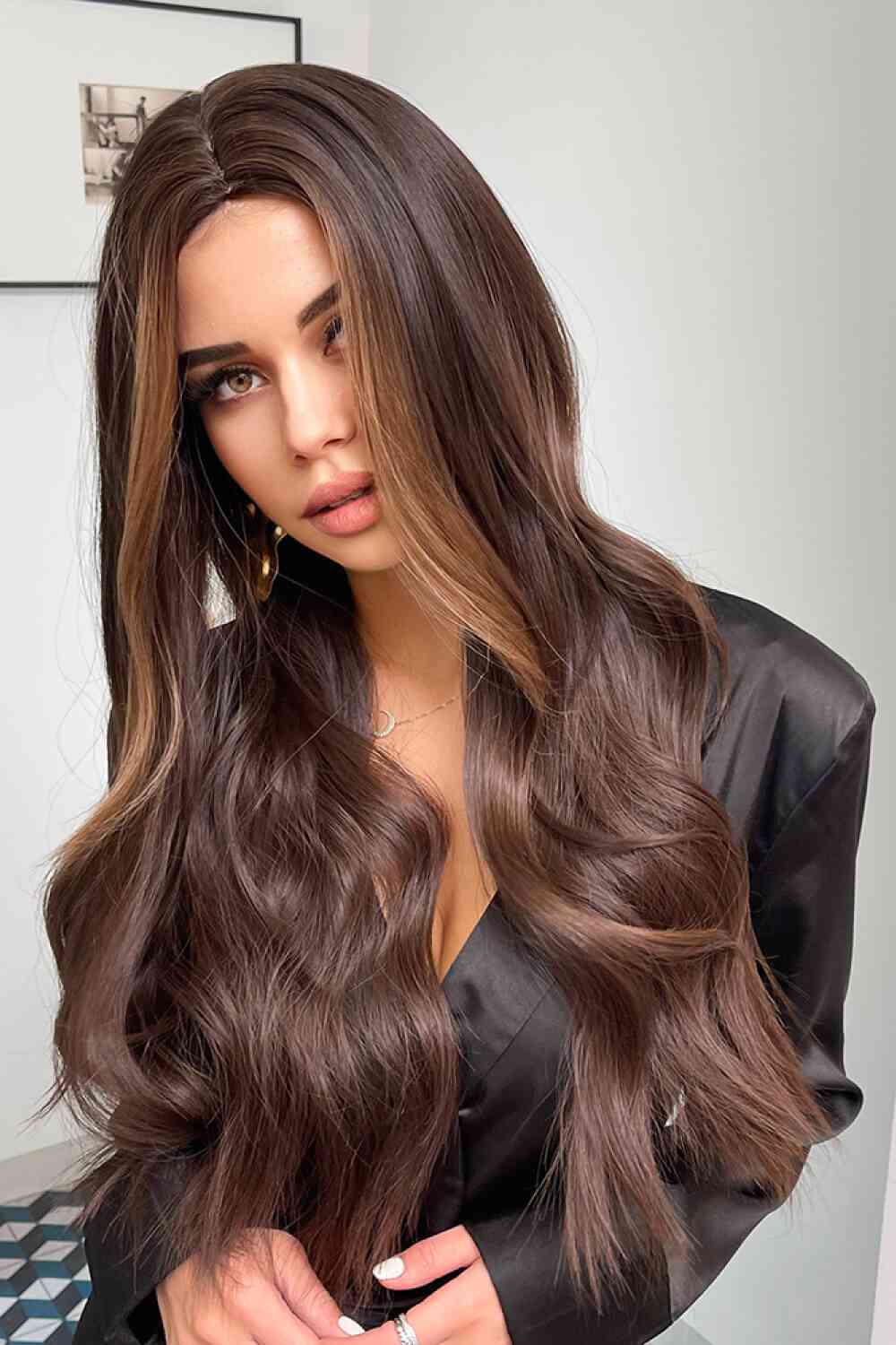 Full Machine Long Wave Synthetic Wigs 26'' Print on any thing USA/STOD clothes