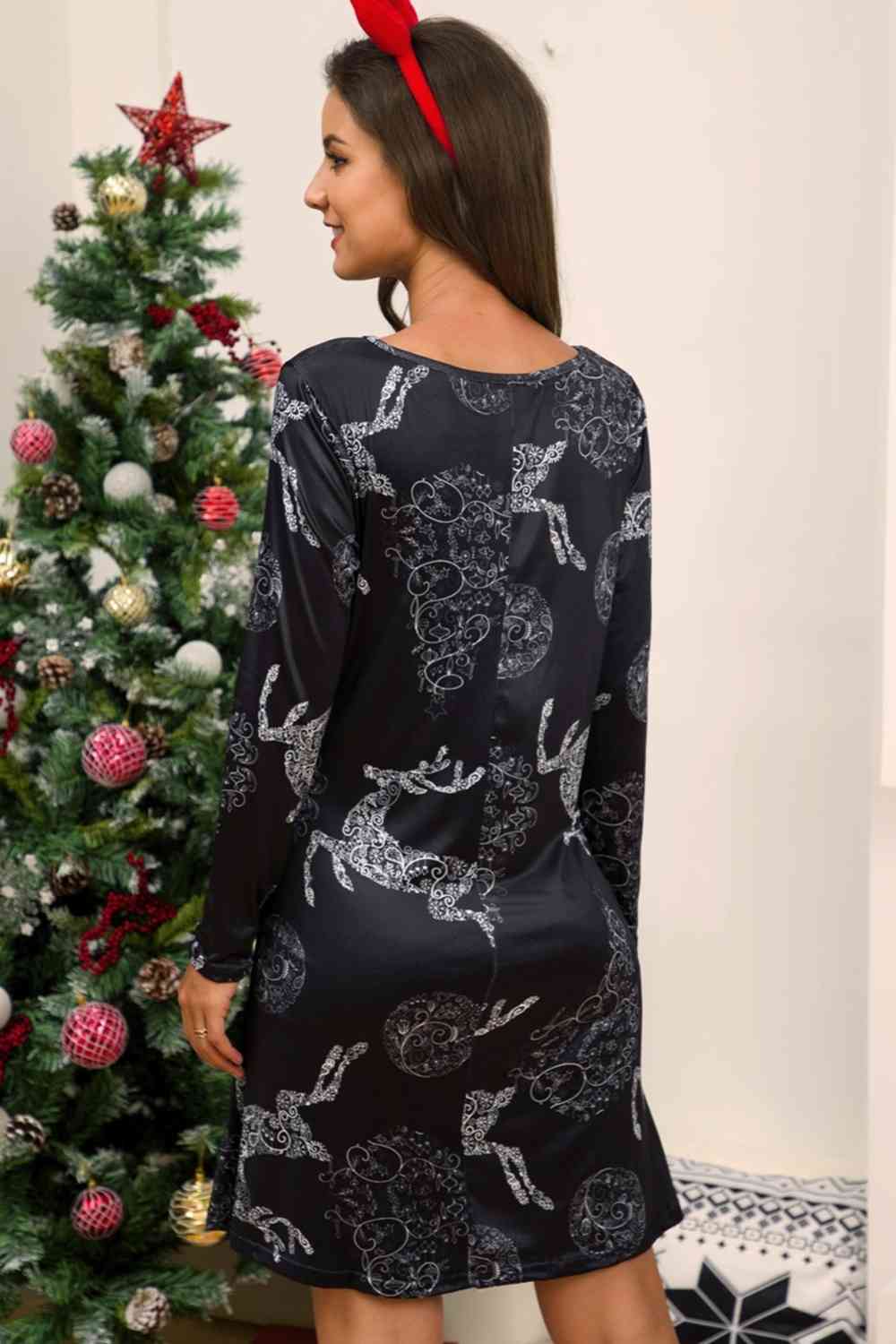 Full Size Christmas Long Sleeve Dress Print on any thing USA/STOD clothes