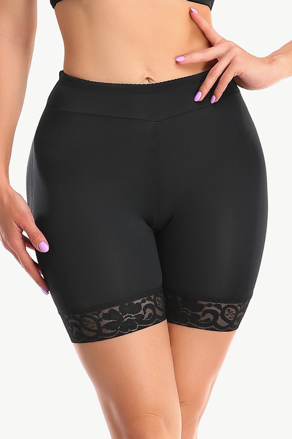 Full Size Lace Trim Lifting Pull-On Shaping Shorts Print on any thing USA/STOD clothes