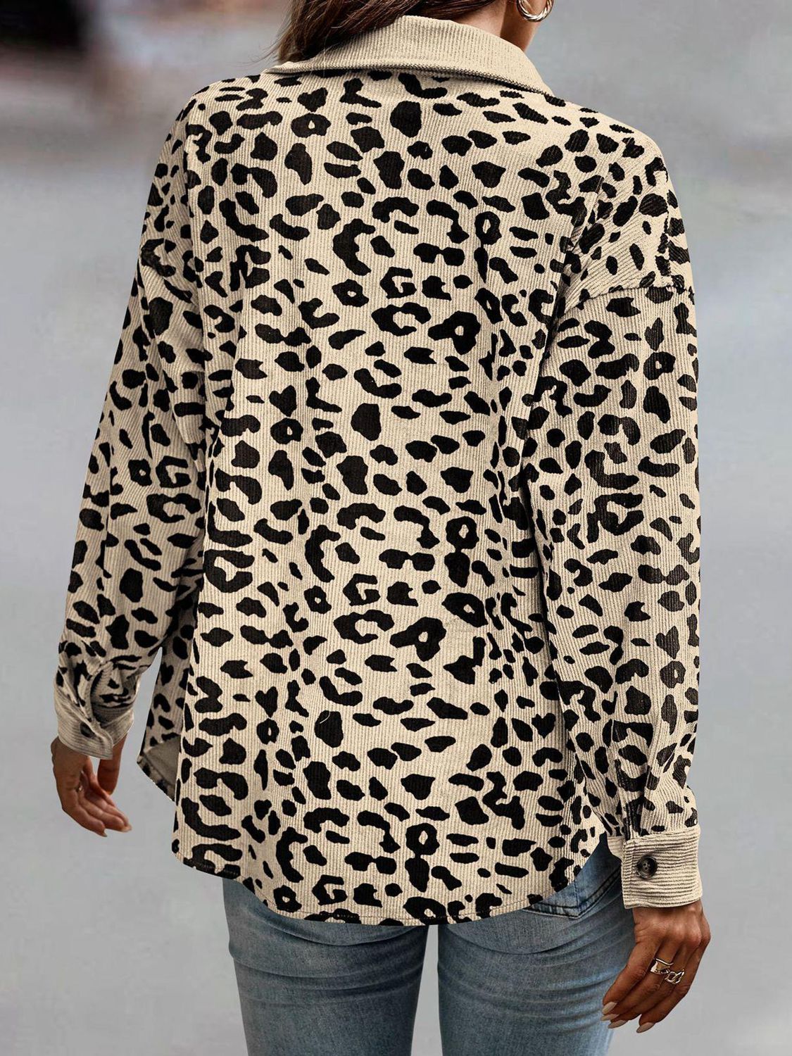 Full Size Leopard Buttoned Jacket Print on any thing USA/STOD clothes