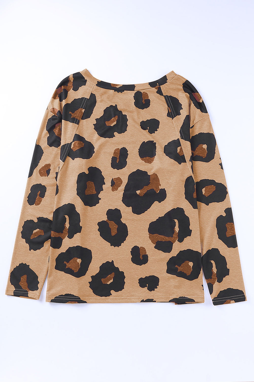 Full Size Leopard Print Round Neck Long Sleeve Tee Print on any thing USA/STOD clothes