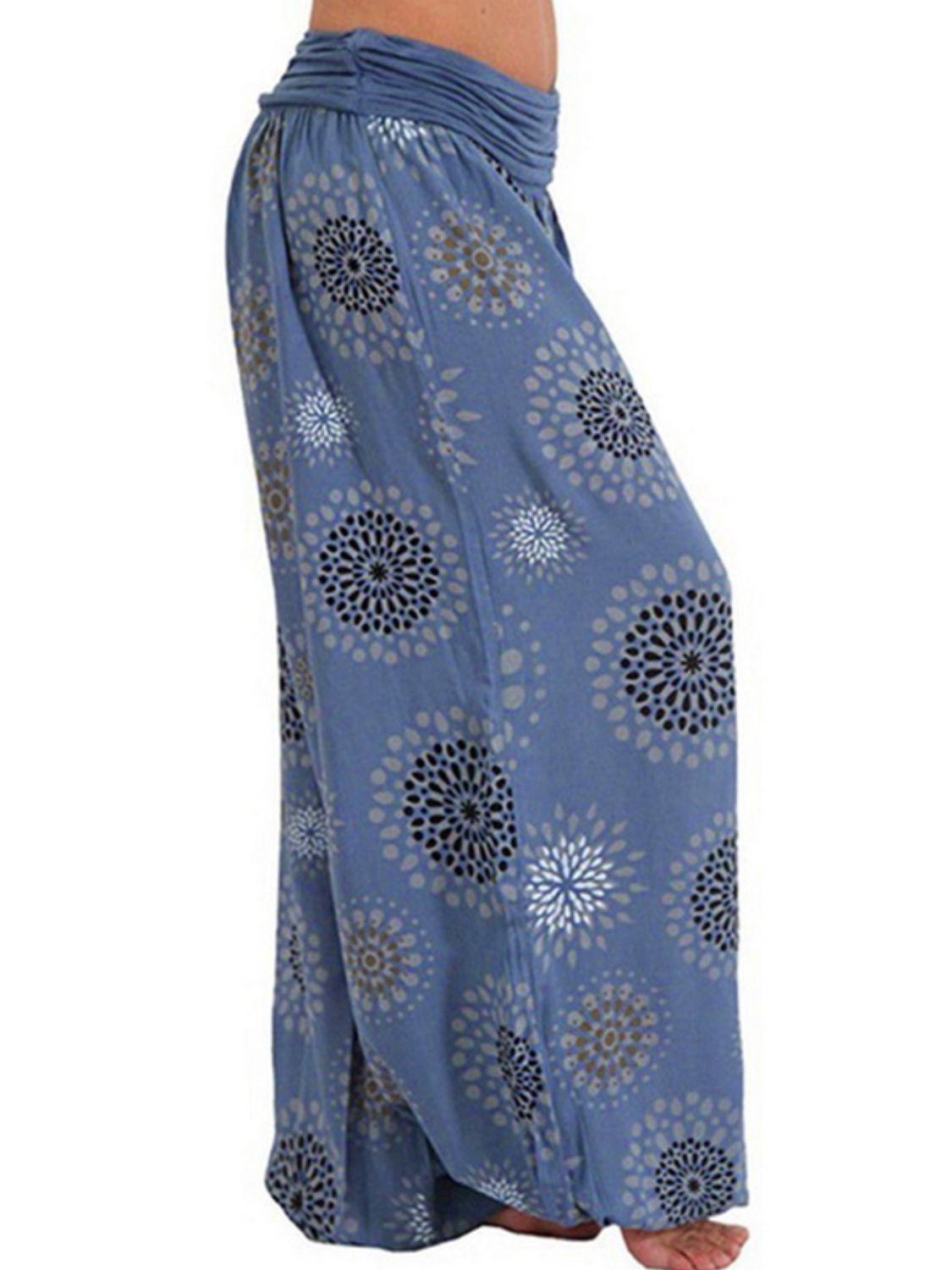 Full Size Ruched High Waist Printed Pants Print on any thing USA/STOD clothes