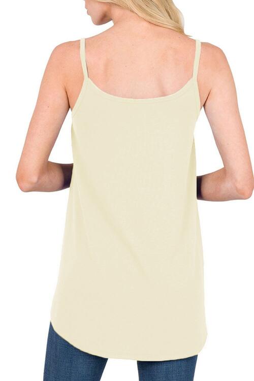 Full Size Spaghetti Strap V-Neck Flowy Tunic Cami Print on any thing USA/STOD clothes