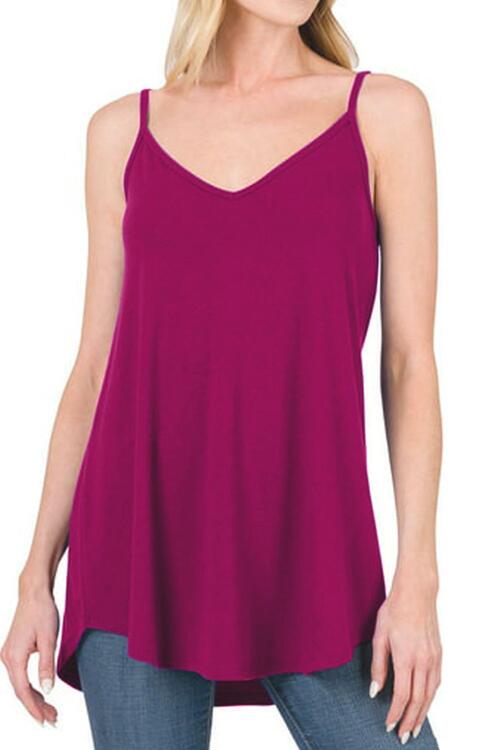 Full Size Spaghetti Strap V-Neck Flowy Tunic Cami Print on any thing USA/STOD clothes