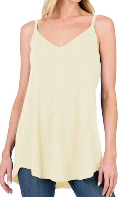 Full Size Spaghetti Strap V-Neck Flowy Tunic Cami Print on any thing USA/STOD clothes