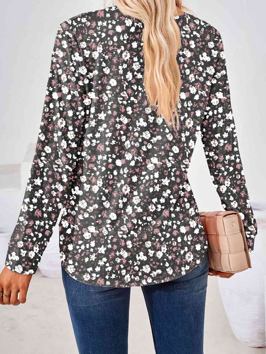 Full Size Square Neck Long Sleeve Blouse Print on any thing USA/STOD clothes