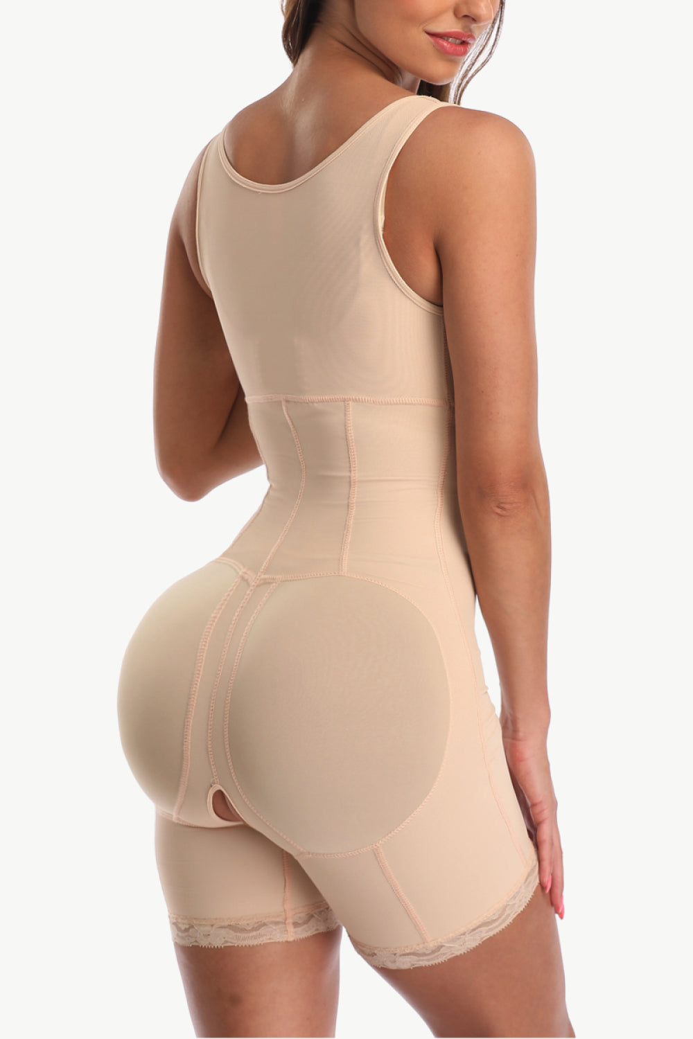 Full Size Zip-Up Lace Detail Shapewear Print on any thing USA/STOD clothes