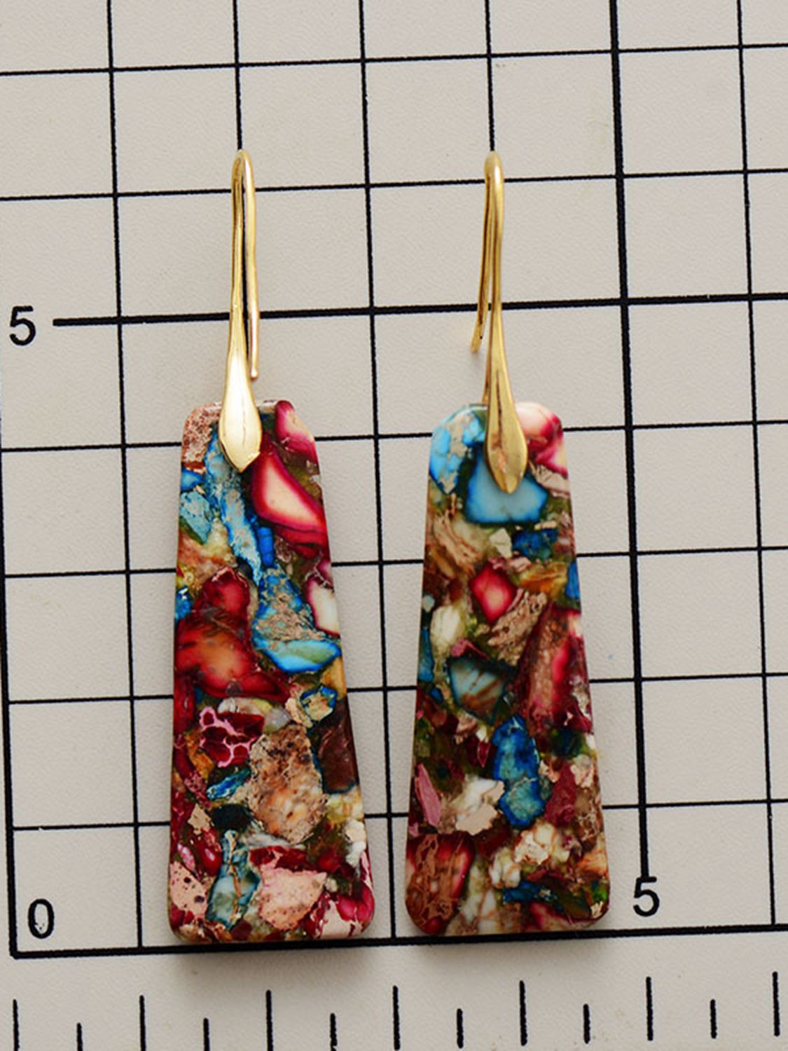 Geometrical Shape Imperial Jasper Dangle Earrings Print on any thing USA/STOD clothes