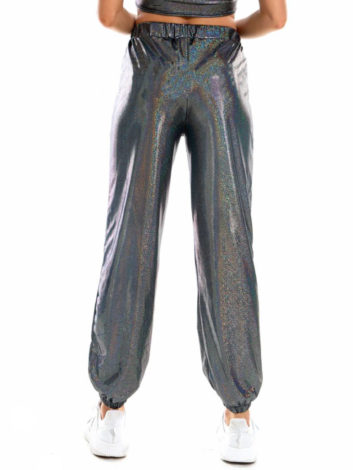 Glitter Elastic Waist Pants with Pockets Print on any thing USA/STOD clothes