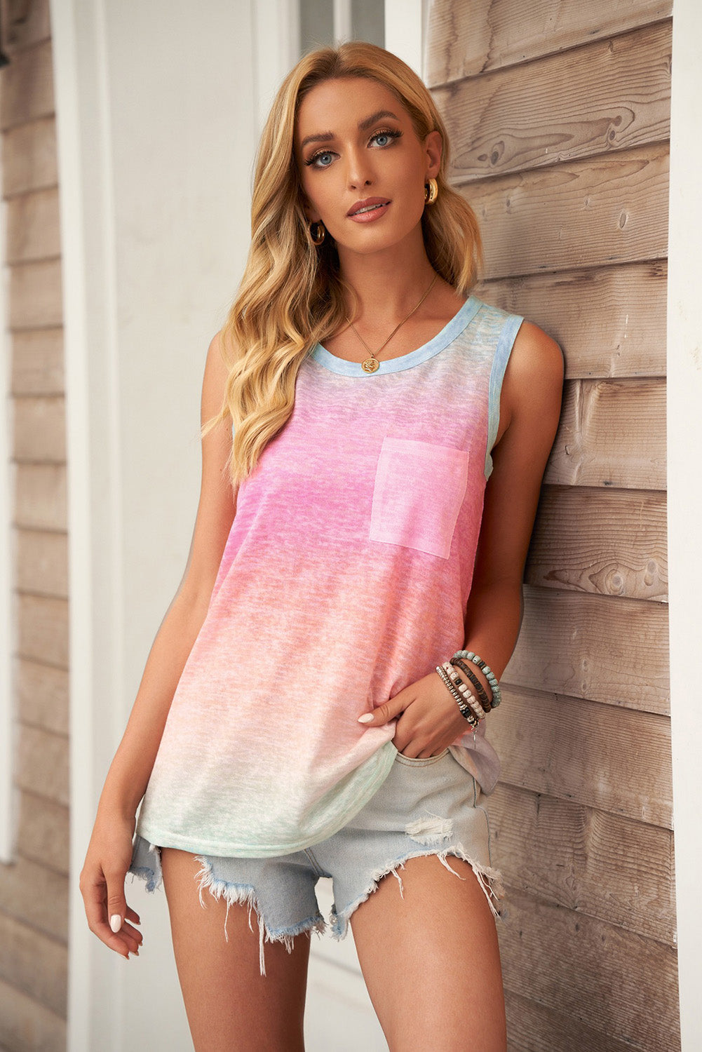 Gradient Pocket Tank Print on any thing USA/STOD clothes