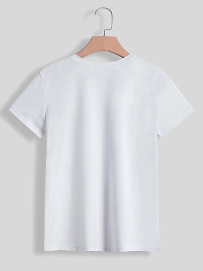 Graphic Round Neck Short Sleeve T-Shirt Print on any thing USA/STOD clothes