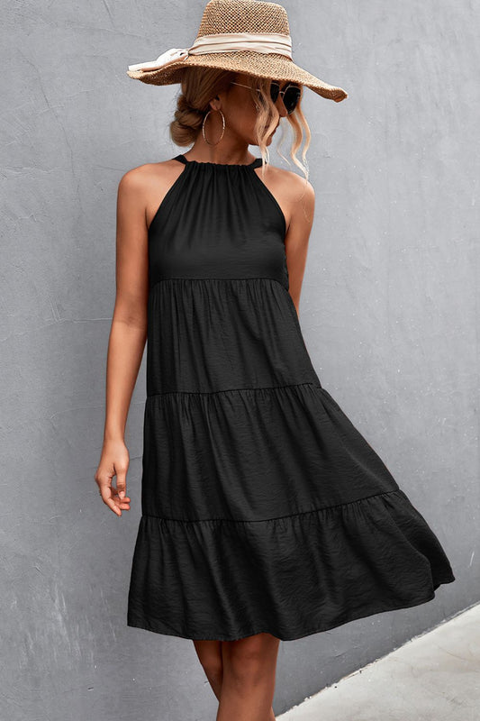 Grecian Tiered Sleeveless Dress Print on any thing USA/STOD clothes