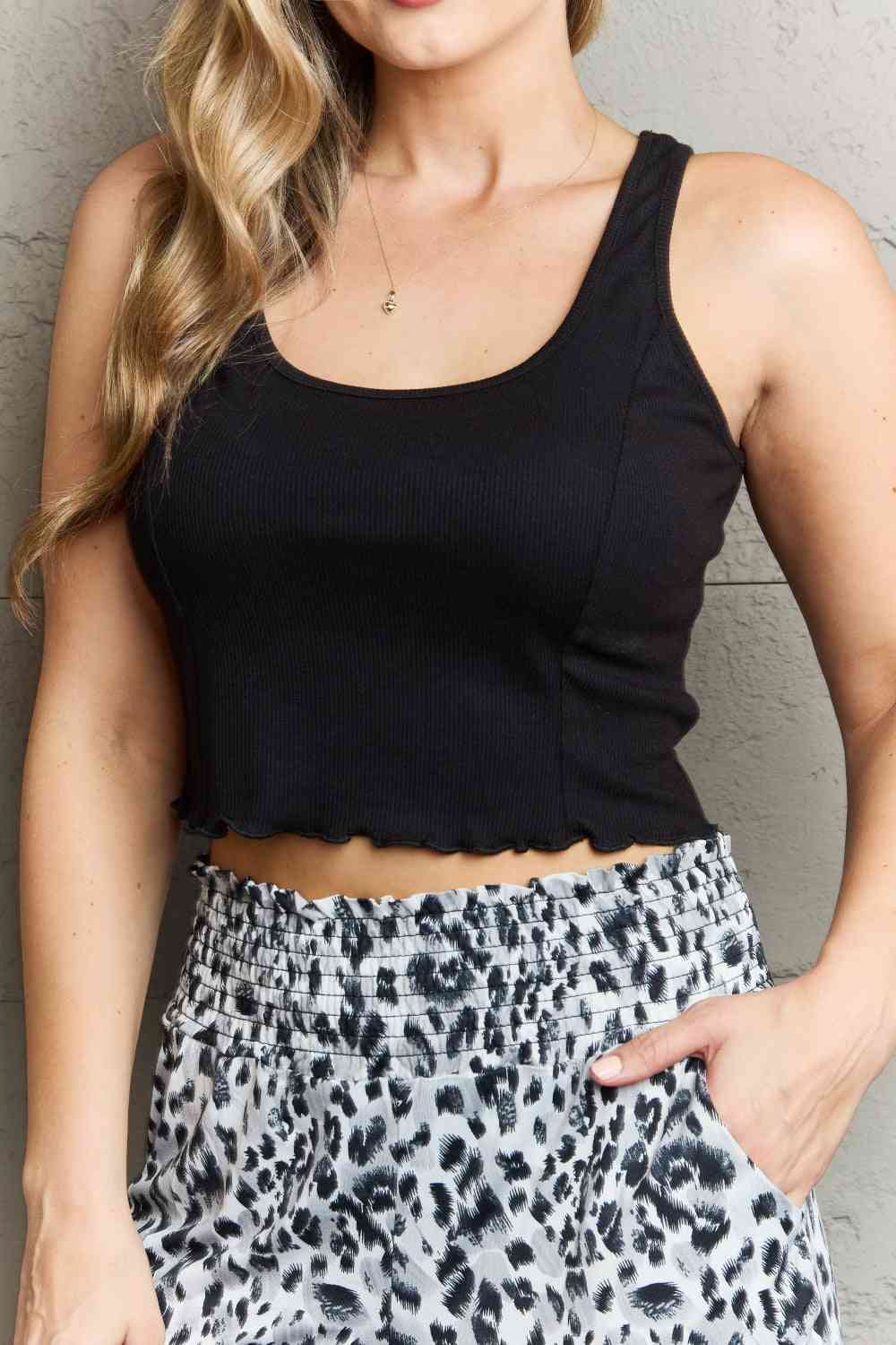 HIDDEN Bow Down Sleeveless Ruffle Crop Top Print on any thing USA/STOD clothes