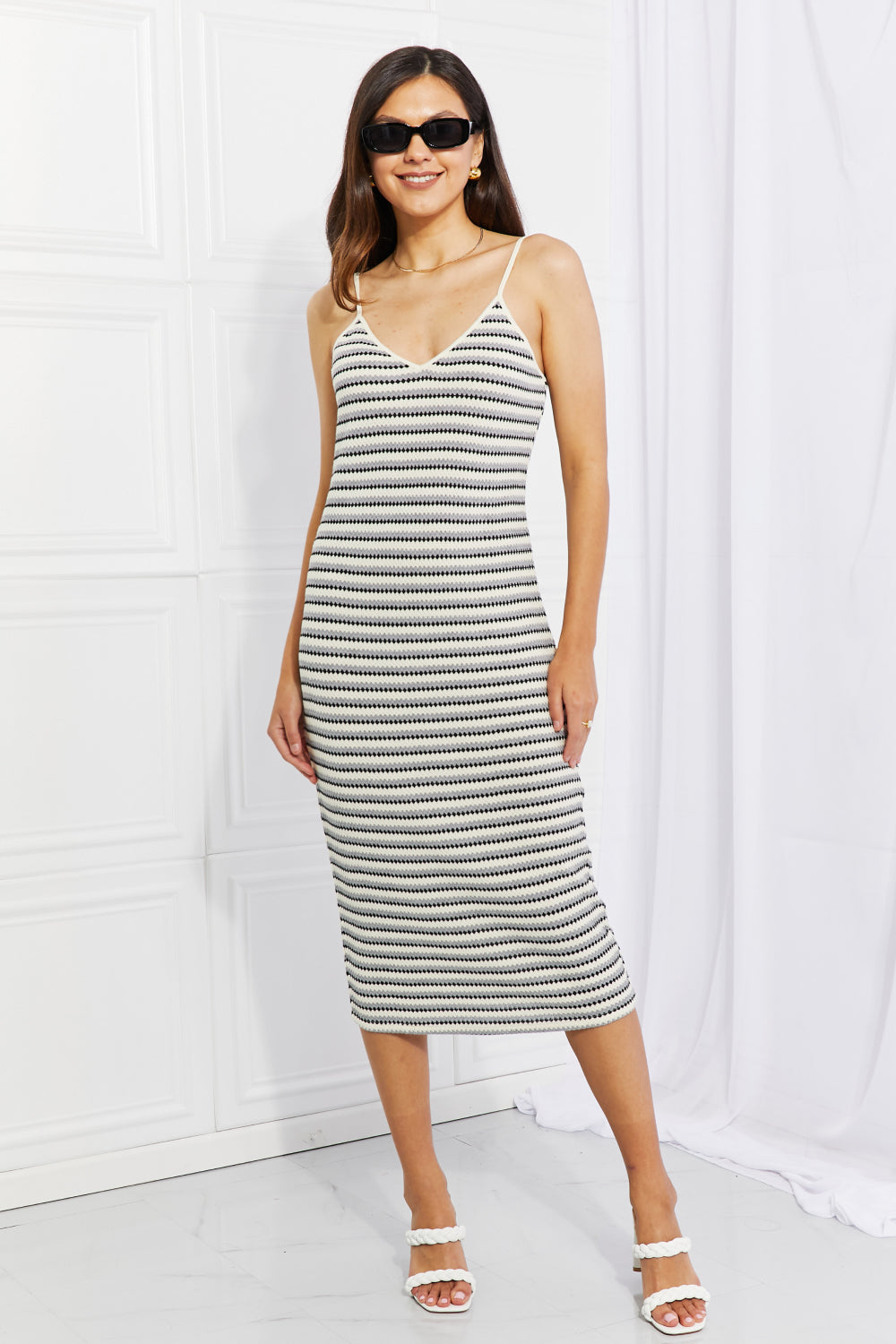 HYFVE One to Remember Striped Sleeveless Midi Dress Print on any thing USA/STOD clothes
