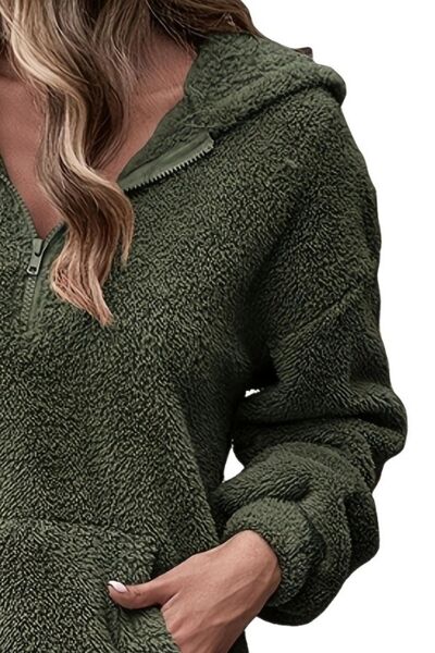 Half Zip Dropped Shoulder Oversized Hoodie Print on any thing USA/STOD clothes