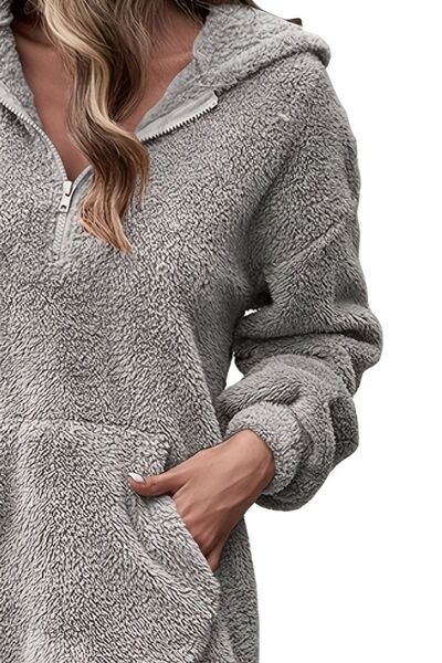 Half Zip Dropped Shoulder Oversized Hoodie Print on any thing USA/STOD clothes