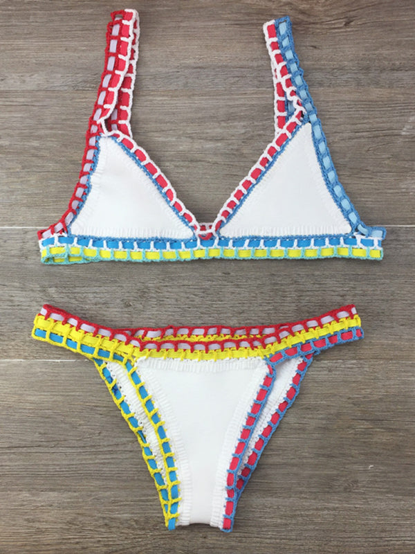 Hand Crocheted Bikini Knit Panel Swimsuit Set Print on any thing USA/STOD clothes