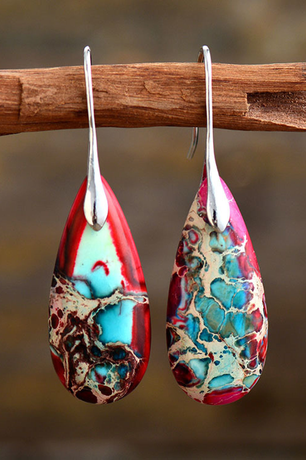 Handmade Teardrop Shape Natural Stone Dangle Earrings Print on any thing USA/STOD clothes