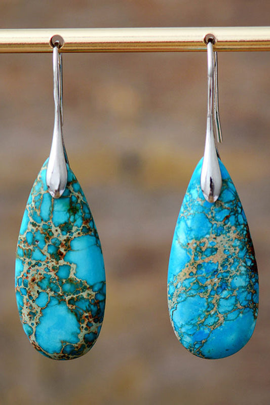 Handmade Teardrop Shape Natural Stone Dangle Earrings Print on any thing USA/STOD clothes