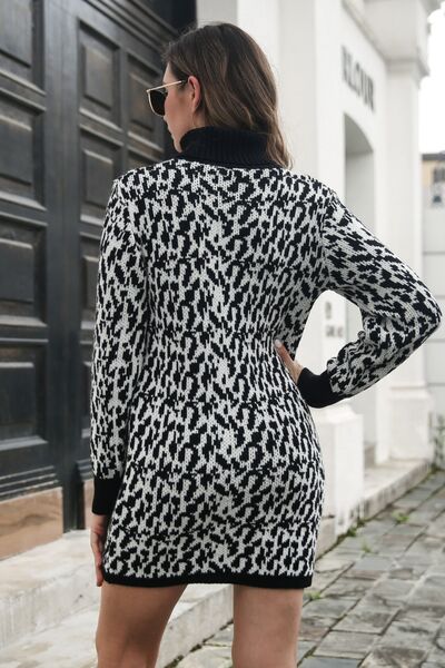 Heathered Turtleneck Mini Sweater  Dress Print on any thing USA/STOD clothes