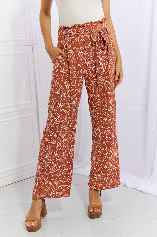 Heimish Right Angle Full Size Geometric Printed Pants in Red Orange Print on any thing USA/STOD clothes