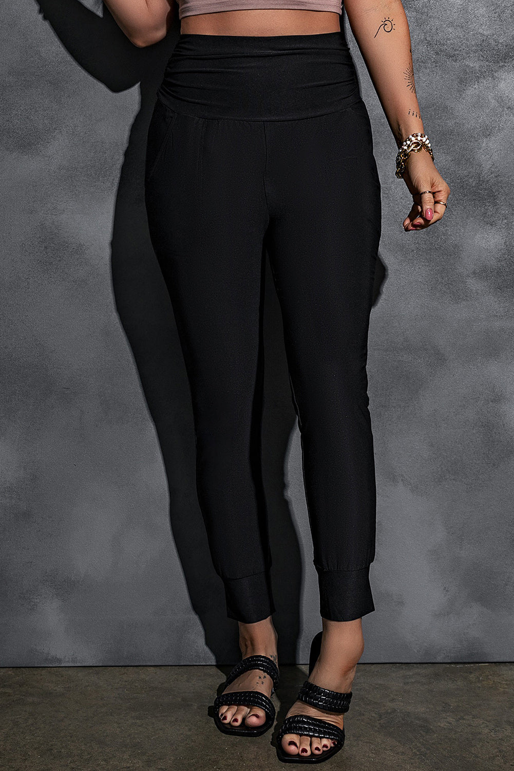 High-Rise Wide Waistband Joggers Print on any thing USA/STOD clothes