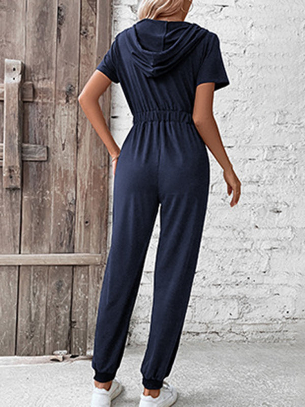 Hooded Zip Loose Casual Cargo Jumpsuit Print on any thing USA/STOD clothes