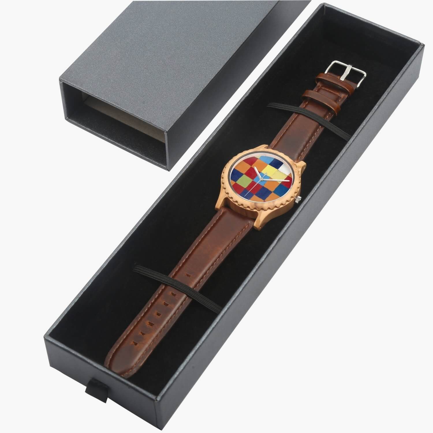 Italian Olive Lumber Wooden Watch - Leather Strap Print on any thing USA/STOD clothes