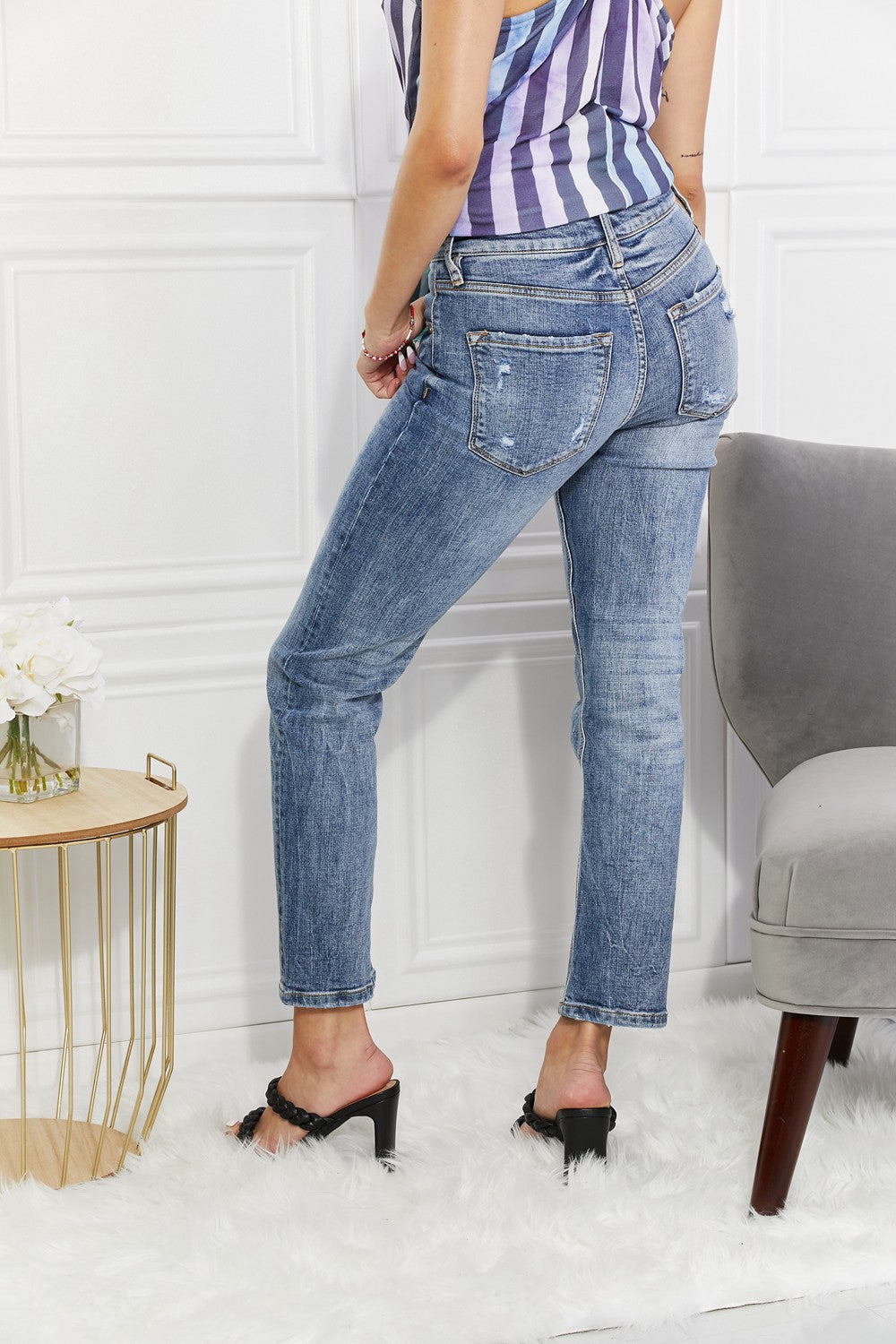 Kancan Full Size Amara High Rise Slim Straight Jeans Print on any thing USA/STOD clothes
