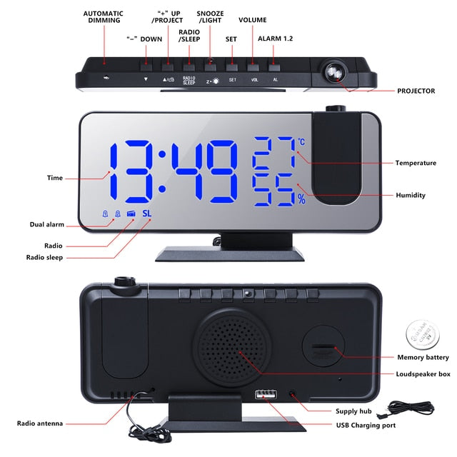 LED Digital Projection Clock Print on any thing USA/STOD clothes